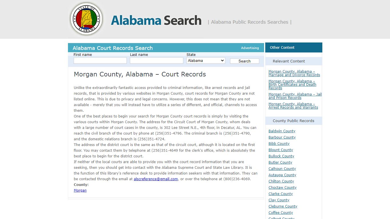 Morgan County, Alabama – Court Records | Alabama - AL Search